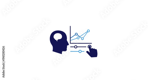 Brain with gears and hand.