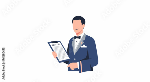 Businessman holding a clipboard document.
