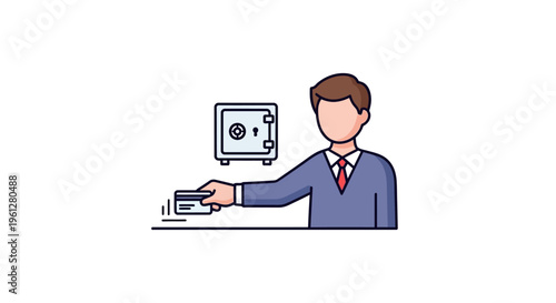 Businessman Holding Money and Safe Deposit.