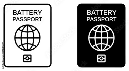 battery passport icon vector outline filled