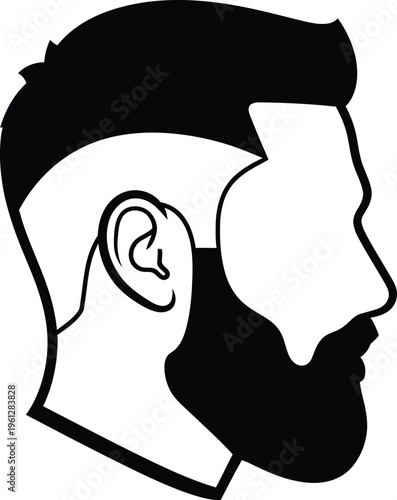 Low fade with taper haircut for men stylish side profile illustration