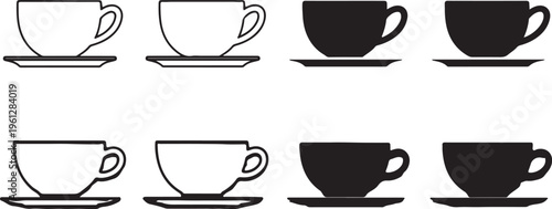 Coffee cup icons: hot drinks, cafe, and morning rituals, hot drink