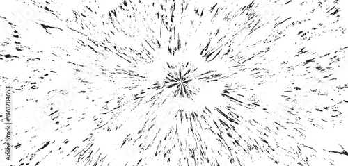 Circular starburst explosion texture. Distressed uneven grunge background. Abstract vector illustration. Overlay to create interesting effect and depth. Isolated on white background.