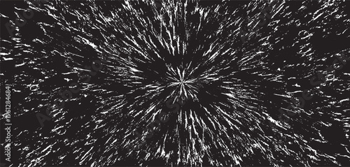 Circular starburst explosion texture. Distressed uneven grunge background. Abstract vector illustration. Overlay to create interesting effect and depth. Isolated on white background.