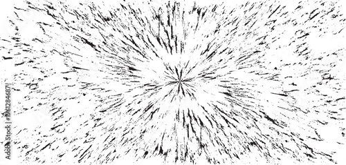 Circular starburst explosion texture. Distressed uneven grunge background. Abstract vector illustration. Overlay to create interesting effect and depth. Isolated on white background.