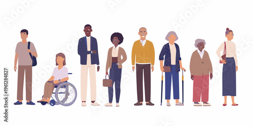 Diverse group of people standing together illustrating inclusivity and community