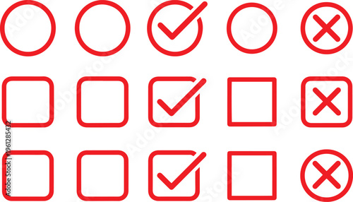 Checkmarks and checkboxes with various states