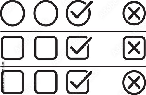 Checkboxes and radio buttons with various states