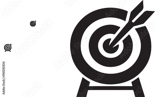Compact target symbol with centered arrow tip, bold silhouette icon for focus and ambition vector