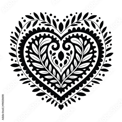 solid style icon of deco heart tattoo, bold romantic emblem in flat design, stylized love motif for logo branding tattoo print and decorative illustration projects.