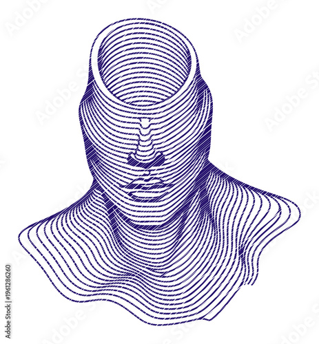 Abstract digital art of a human head formed by swirling lines, representing thought and creativity