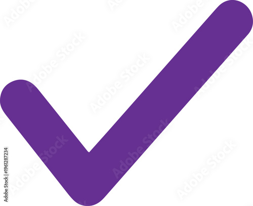 Purple checkmark icon on white background