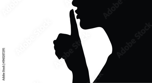 A woman s profile making a quiet gesture with her finger silhouette