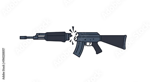 Broken rifle icon symbolizing stop violence on white background