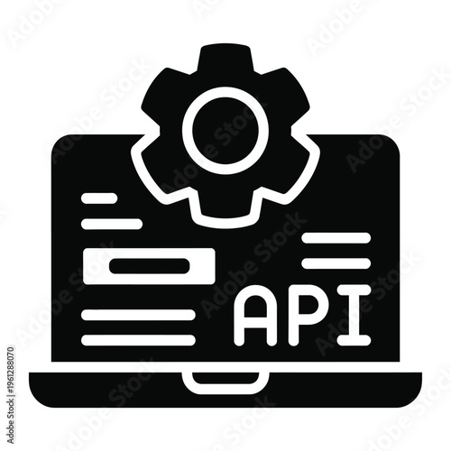 api icon, minimalist interface symbol in clean line art design, technology and software motif for logo branding app illustration and digital graphic projects.