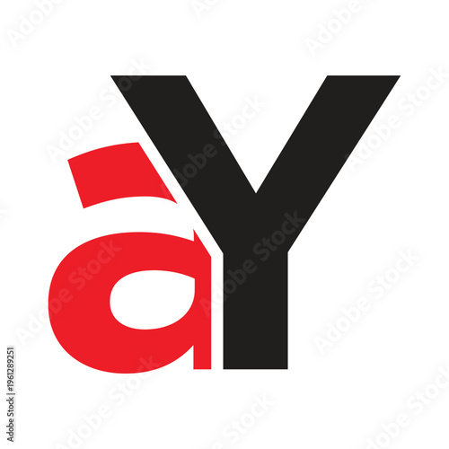 Creative Letter AY Logo with Modern Red Lowercase a and Black Uppercase Y Typography