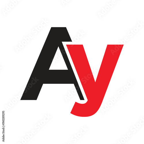 Letter AY Monogram Logo Design with Modern Bold Black and Red Interlocking Typography