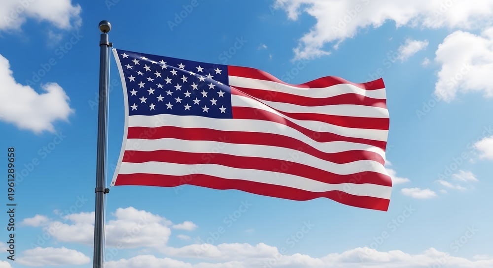 Fototapeta premium The american flag waving in the wind
