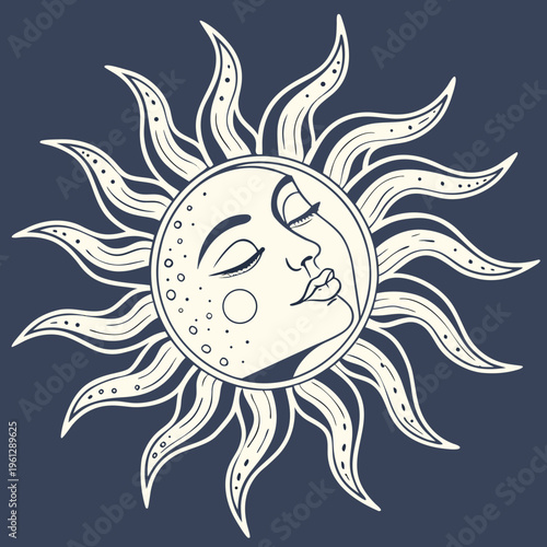 A sun with a face and wavy rays