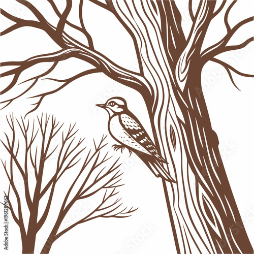 A woodpecker perched on a tree branch