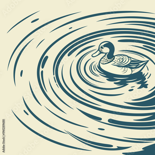 A duck swimming in water