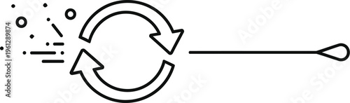 Simple line icon depicts a cleansing or purification process moving toward a swab applicator.