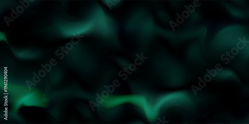 Green drapery silk fabric luxury background. Wavy abstract satin cloth vector texture pattern. Smooth shiny drape material curtain. Elegant velvet curve motion image realistic horizontal design.