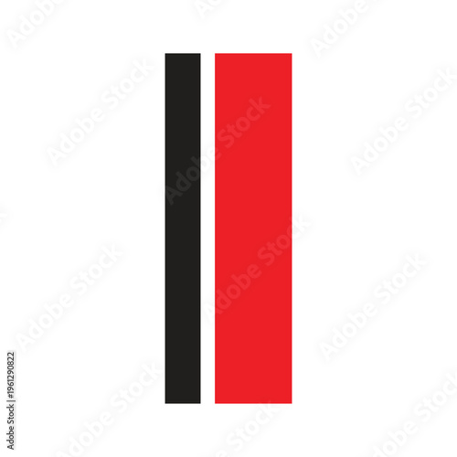 Modern Minimalist Vertical Lines Logo, Creative Letter I or Number 1 Monogram Vector, Abstract Red and Black Parallel Bar Professional Symbol