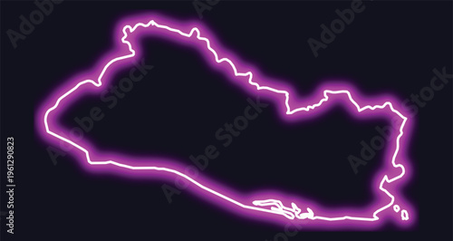 El salvador map outline neon purple glow country geography