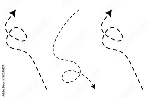 Three dashed arrows in different directions
