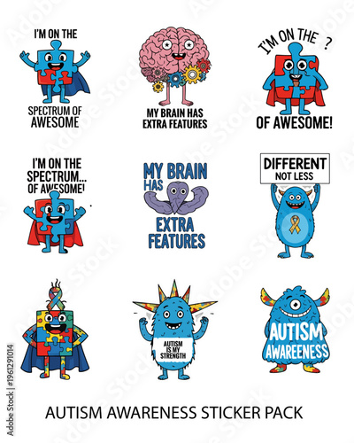 Autism Awareness Digital Sticker Pack – Fun and Inspirational Designs
