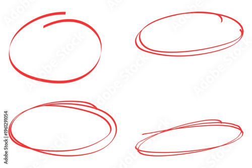 Four red hand drawn oval shapes