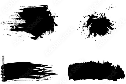 Four black brush strokes on a white background