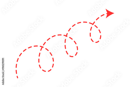 A red dashed line with an arrow at the end