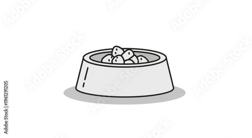 Dog food bowl filled with kibble on white background pet nutrition concept