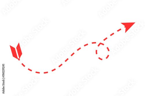 A red dashed line with an arrow at the end