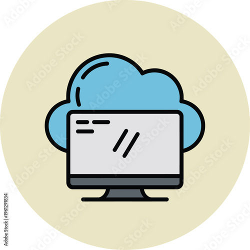 cloud computing vector icon, minimalist cloud symbol with network nodes in clean line art design, technology and digital data motif for logo branding software and IT illustration projects.