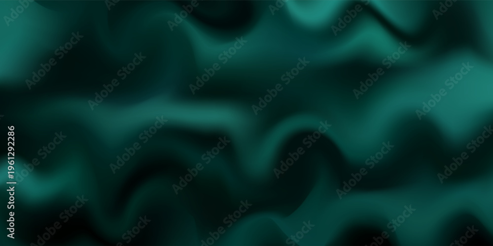 Obraz premium Green drapery silk fabric luxury background. Wavy abstract satin cloth vector texture pattern. Smooth shiny drape material curtain. Elegant velvet curve motion image realistic horizontal design.