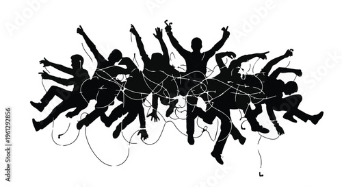 silhouettes of people jumping in freedom and joy