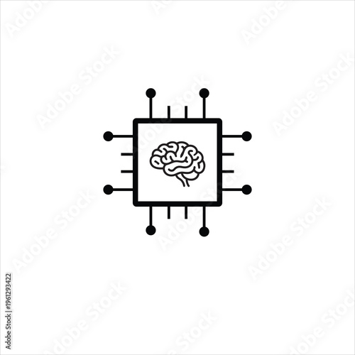 Microchip with Brain Pattern - Artificial Intelligence and Neural Network