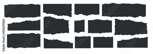 Jagged rectangle. Set of Paper torn, jagged edge rectangle shape. Rectangle torn paper shape. Headline, calligraphy border, isolated grunge header background. Rough edge rectangle frame. Vector illust