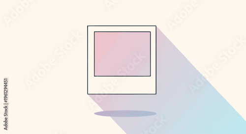 Vector illustration of a hand holding a white card and a modern mobile phone with a blank screen in an empty gallery room with square frames and 3d wall art decoration