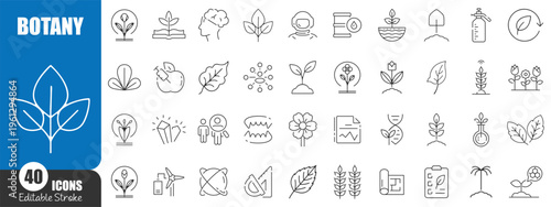 Botany and Nature Line Icons Mega Set , Plants, Ecology, Agriculture and Science Outline Vector Collection