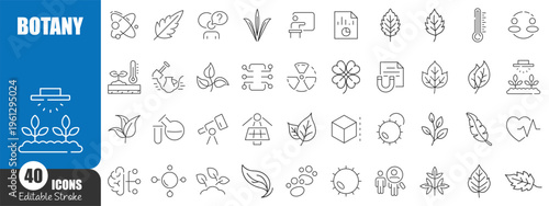 Botany and Nature Line Icons Mega Set , Plants, Ecology, Agriculture and Science Outline Vector Collection