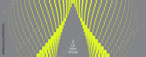 Lines dynamically descend and diverge. A break or crack. Geometric pattern. Symmetry. Multiple stripes of varying thickness. Vector for a brochure, poster, cover, card, presentation, or banner.