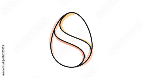 Abstract stylized egg icon with black outlines and soft pastel color accents representing a modern and artistic symbol of birth or spring.