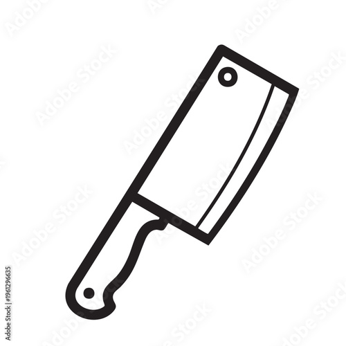 A clear outline of a butcher knife on a white background for illustration purposes.