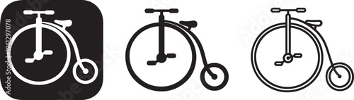 Vintage penny farthing bicycle icon antique transport.