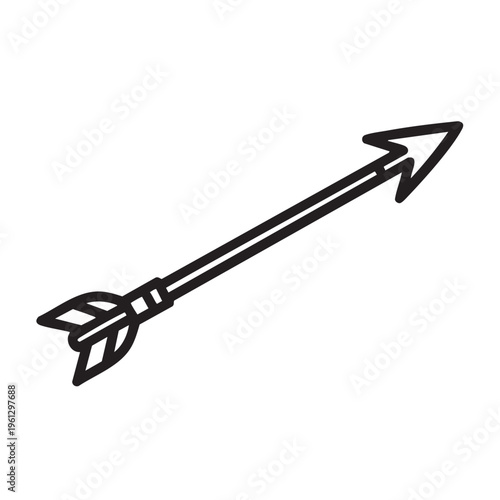An illustration of a clear vector harpoon outline with a pointed tip and fletching.