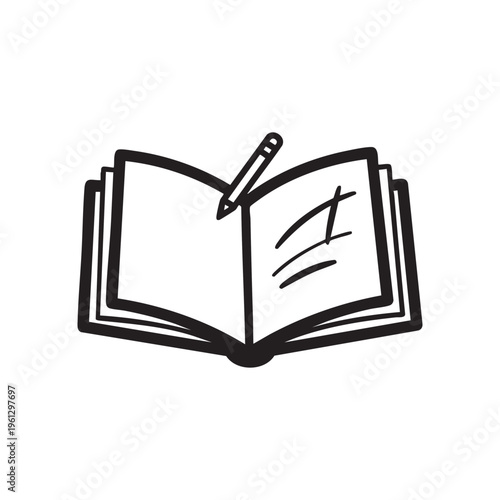 A sketchbook outline with a pencil on a clear vector illustration for creative planning